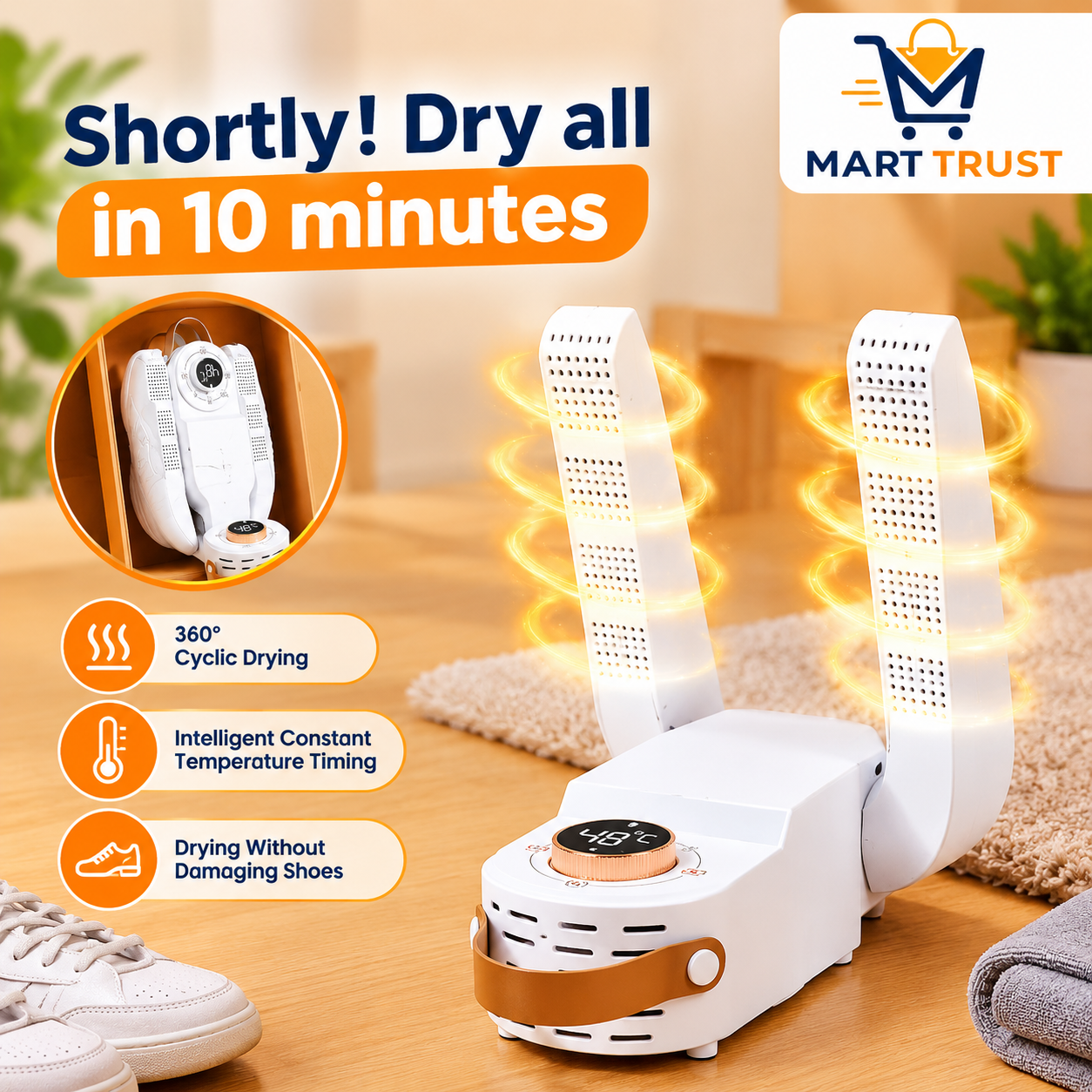Foldable Hot Air Circulation Shoe Dryer - Image 2