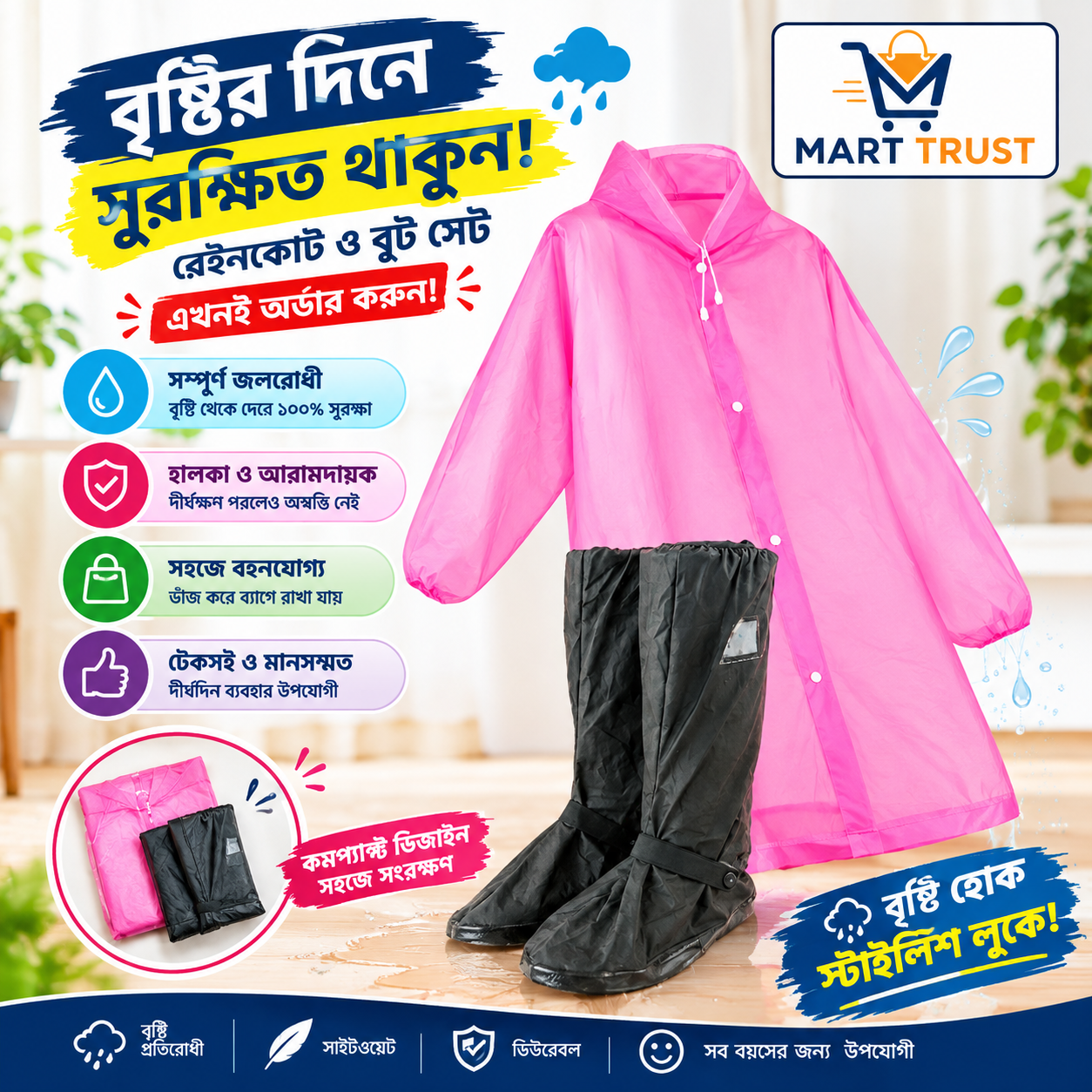 Harumi Waterproof Shoe Cover + Raincoat